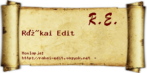 Rákai Edit névjegykártya